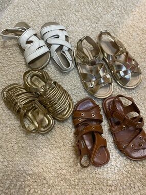 Zara Kids Sandal Pack — White, Gold, Brown